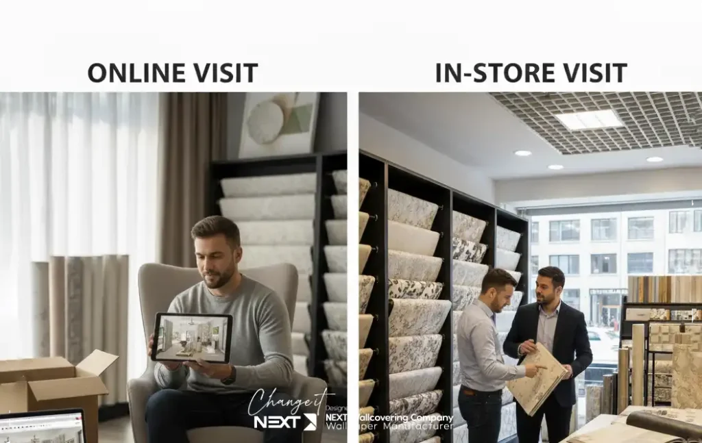 مقایسه خرید اینترنتی و حضوری کاغذ دیواری در اصفهان