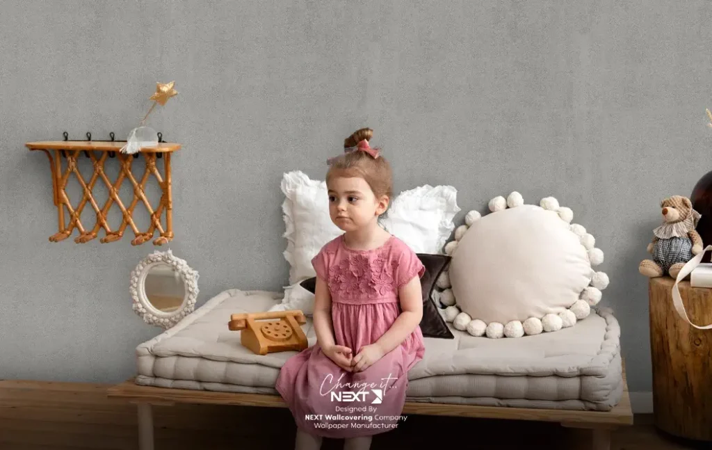 کاغذ دیواری طوسی برای اتاق خواب دخترانه
