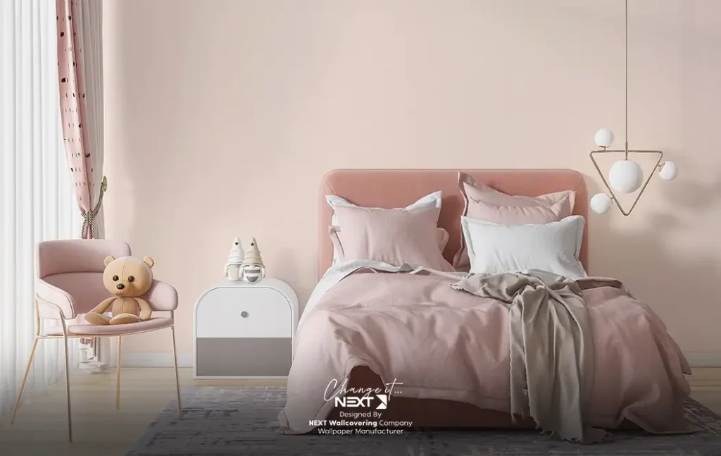 کاغذ دیواری صورتی برای اتاق دخترانه
