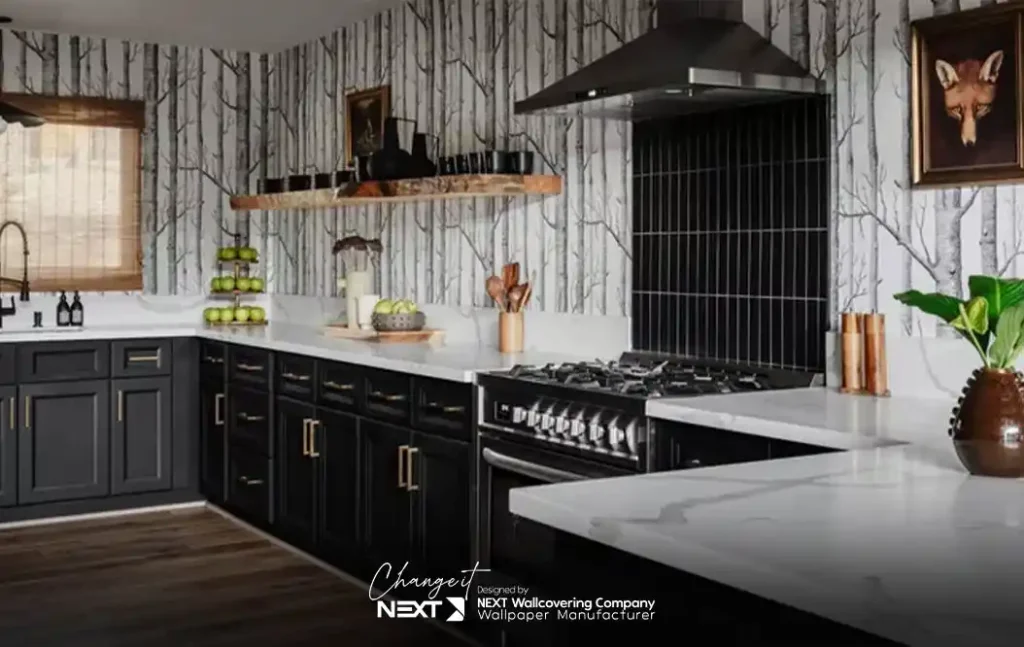 کاغذ دیواری گلدار برای آشپزخانه