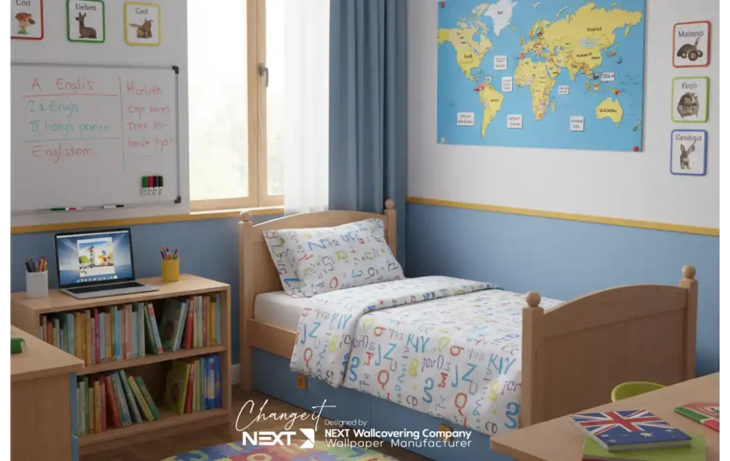 پوستر دیواری آموزشی برای دکوراسیون اتاق خواب پسرانه با وسایل ساده