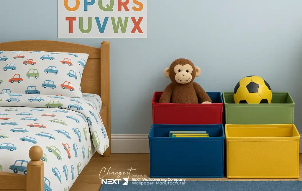 باکس های پلاستیکی نظم دهنده در دکوراسیون اتاق پسرانه