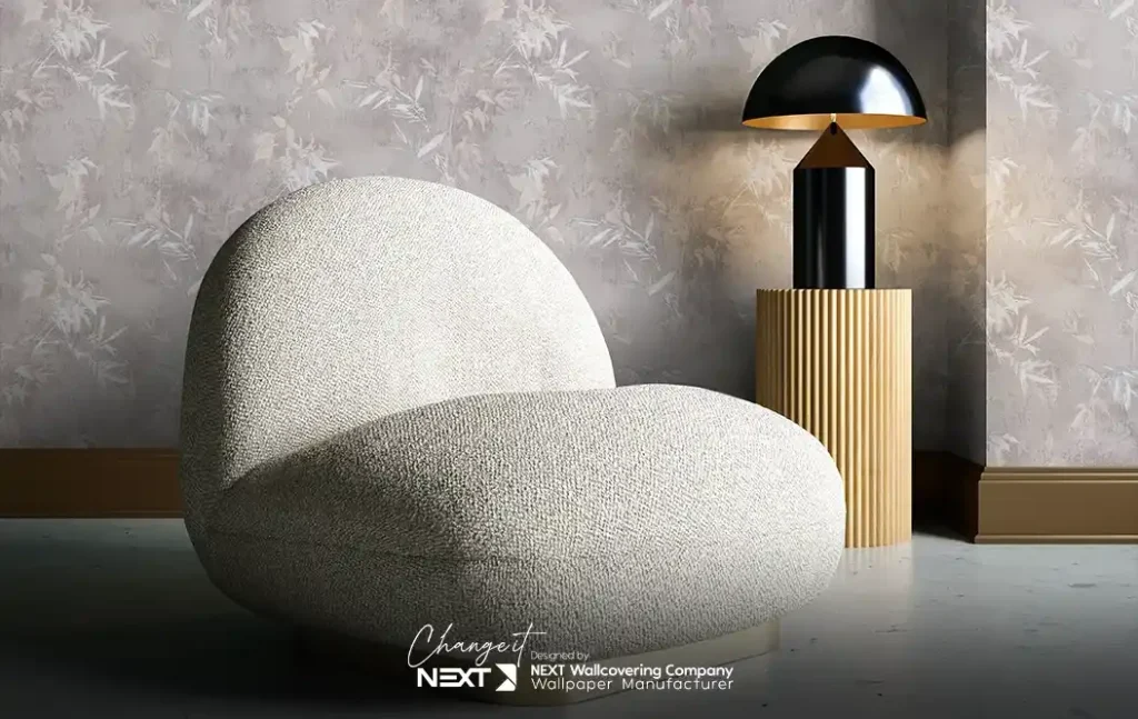 ست کاغذ دیواری گل دار با مبل ساده