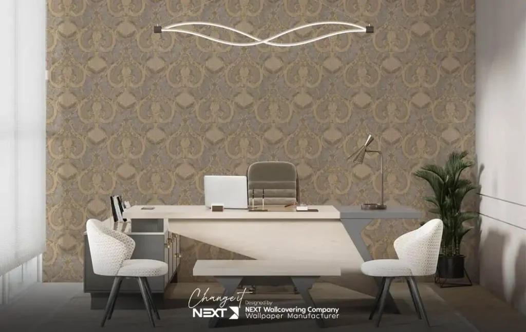 کاغذ دیواری داماسک در دفتر کار