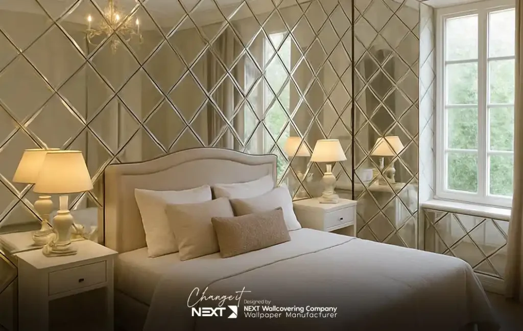 استفاده از آینه در اتاق خواب خانه کوچک 60 متری