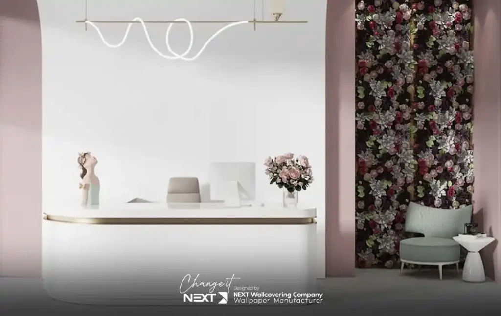 کاغذ دیواری رنگ روشن برای سالن زیبایی