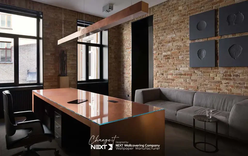 کاغذ دیواری طرح آجر برای دفترکار