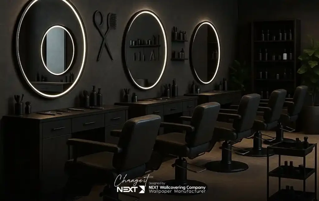 کاغذ دیواری مشکی برای سالن زیبایی