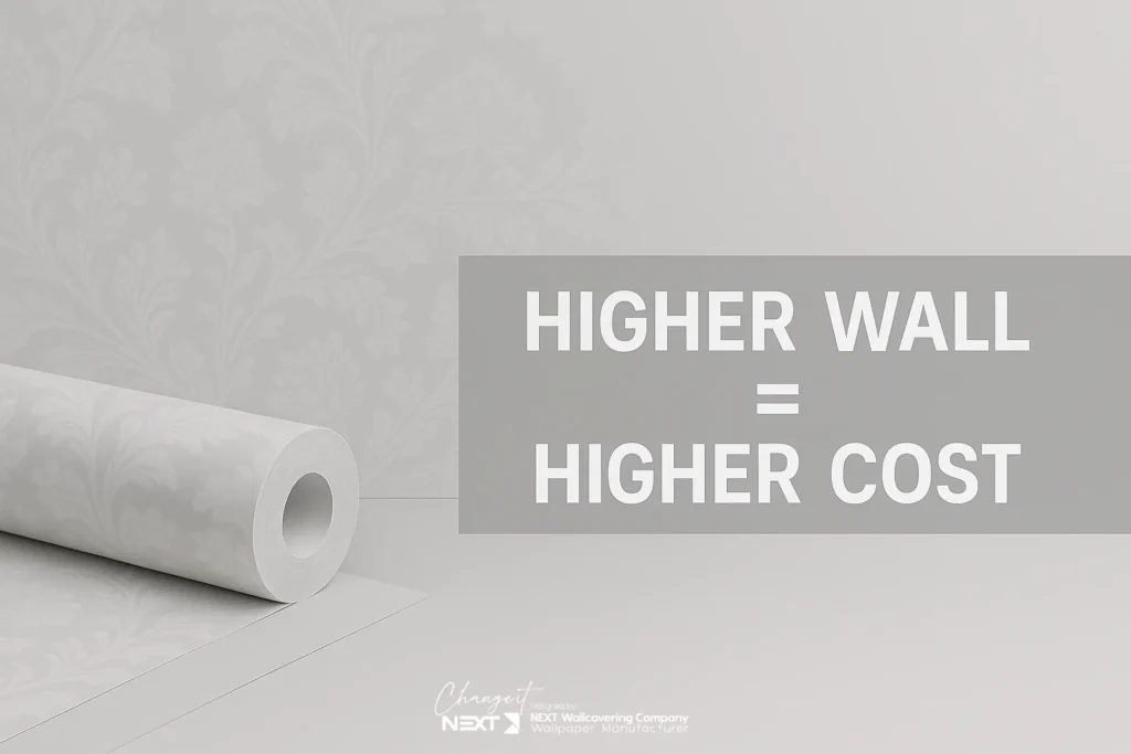 ارتفاع زیاد دیوار موجب افزایش هزینه نصب کاغذ دیواری خواهد شد.