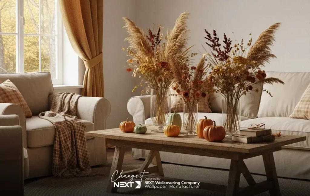 استفاده از گل خشک در دکوراسیون پاییزی