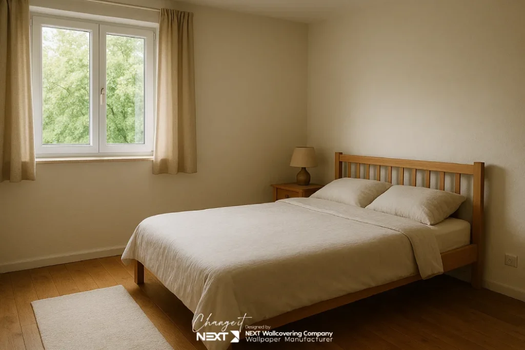 استفاده از فرش ساده در دکوراسیون اتاق خواب کوچک